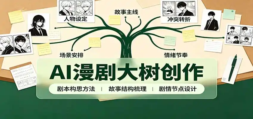 AI漫剧大树创作：剧本构思课程讲解，软件插件配置，配套工具资料完整梳理-来缘阁