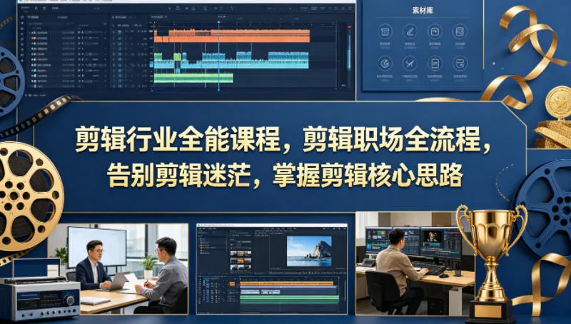 剪辑行业全能课程，剪辑职场全流程，告别剪辑迷茫，掌握剪辑核心思路-来缘阁