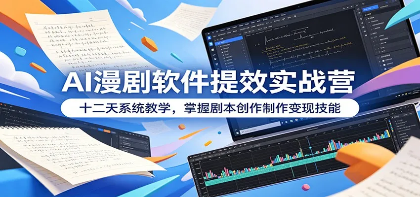 AI漫剧软件提效实战营：十二天系统教学，掌握剧本创作制作变现技能-来缘阁