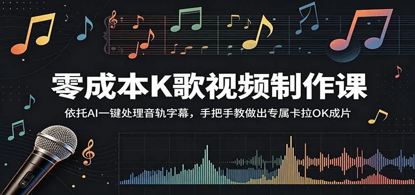 零成本K歌视频制作课：依托AI一键处理音轨字幕，手把手教做出专属卡拉OK成片-来缘阁