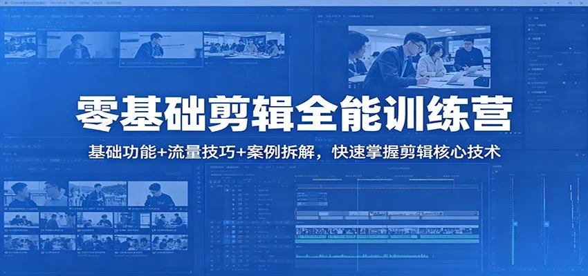 零基础剪辑全能训练营：基础功能+流量技巧+案例拆解，快速掌握剪辑核心技术-来缘阁