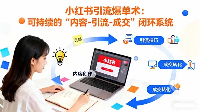 小红书引流爆单术：构建一套低成本 可持续的“内容-引流-成交”闭环系统-来缘阁