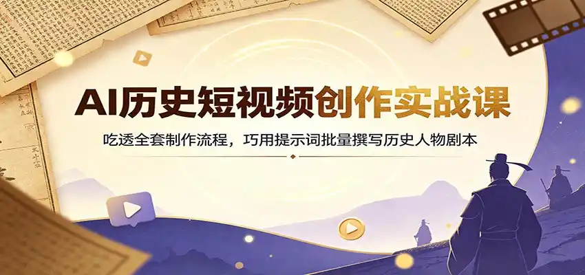AI历史短视频创作实战课：吃透全套制作流程，巧用提示词批量撰写历史人物剧本-来缘阁
