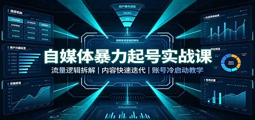 自媒体暴力起号实战课:流量逻辑拆解,内容快速迭代,账号冷启动教学-来缘阁