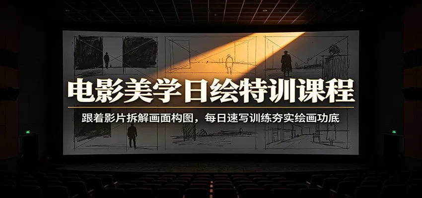 电影美学日绘特训课程：跟着影片拆解画面构图，每日速写训练夯实绘画功底-来缘阁
