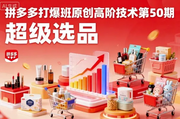 拼多多打爆班原创高阶技术第50期，超级选品-来缘阁