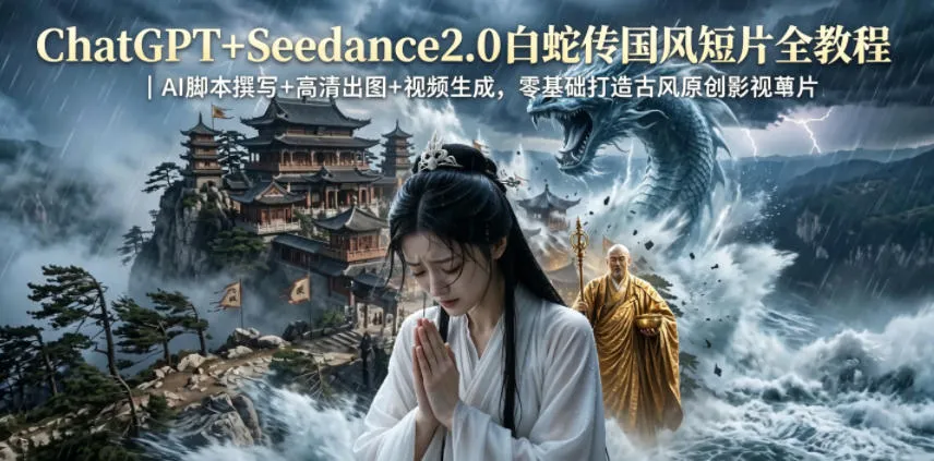 ChatGPT+Seedance2.0白蛇传国风短片全教程｜AI脚本撰写+高清出图+视频生成，零基础打造古风原创影视短片-来缘阁