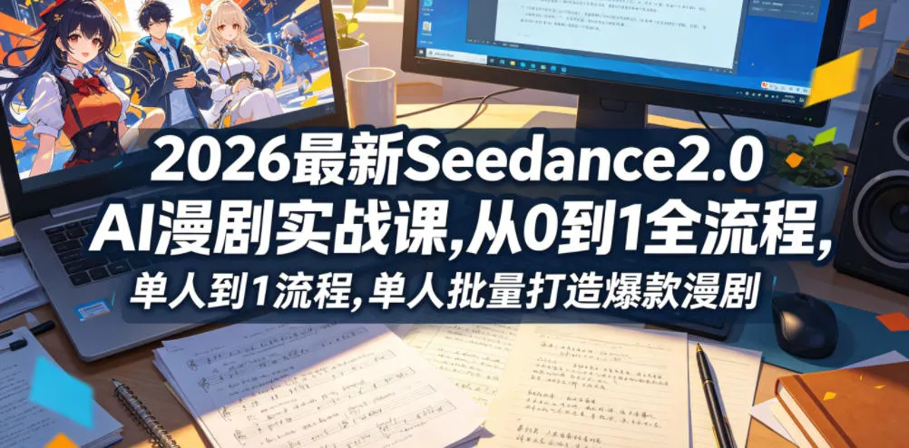 2026最新Seedance2.0 AI漫剧实战课,,从0到1全流程,单人批量打造爆款漫剧-来缘阁