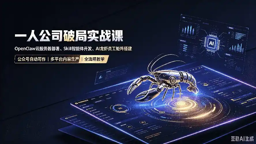 一人公司破局实战课|OpenClaw云服务器部署、Skill智能体开发、AI龙虾员工矩阵搭建,公众号自动写作与多平台内容…-来缘阁