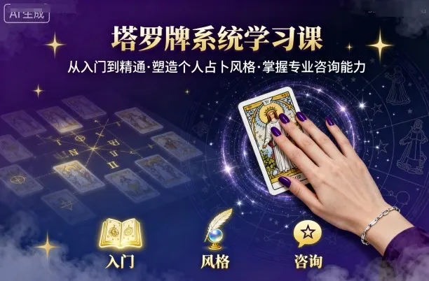 塔罗牌系统学习课，助你从入门到精通，塑造个人占卜风格，掌握专业咨询能力-来缘阁