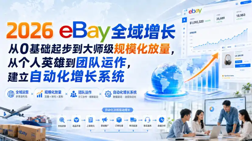 2026 eBay全域增长，从0基础起步到大师级规模化放量，从个人英雄到团队运作，建立自动化增长系统-来缘阁