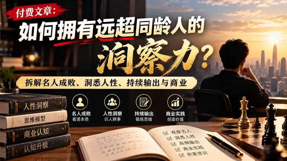 付费文章:如何拥有远超同龄人的洞察力?拆解名人成败、洞悉人性、持续输出与商业实践-来缘阁
