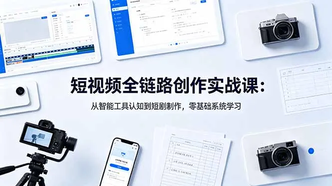 短视频全链路创作实战课:从智能工具认知到短剧制作,零基础系统学习-来缘阁