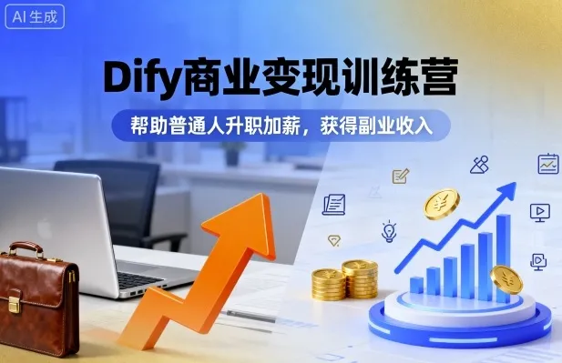 Dify商业变现训练营，帮助普通人升职加薪，获得副业收入-来缘阁