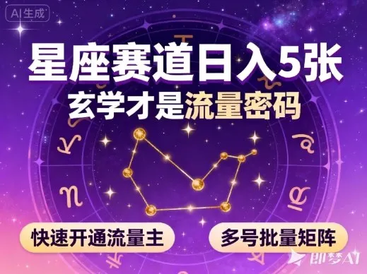 公众号星座赛道,日入5张,玄学才是流量密码,快速开通流量主,可多号批量矩阵-来缘阁