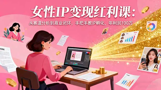 女性IP变现红利课：从赛道分析到商业闭环，手把手教IP孵化，年利润100万-来缘阁