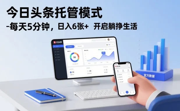 今日头条托管模式，每天5分钟，日入6张+，开启躺挣生活【揭秘】-来缘阁