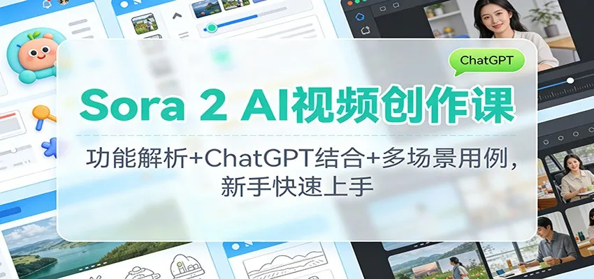 Sora 2 AI视频创作课：功能解析+ChatGPT结合+多场景用例，新手快速上手-来缘阁