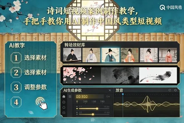 古诗词短视频案例制作教学，手把手教你用AI制作中国风类型短视频-来缘阁
