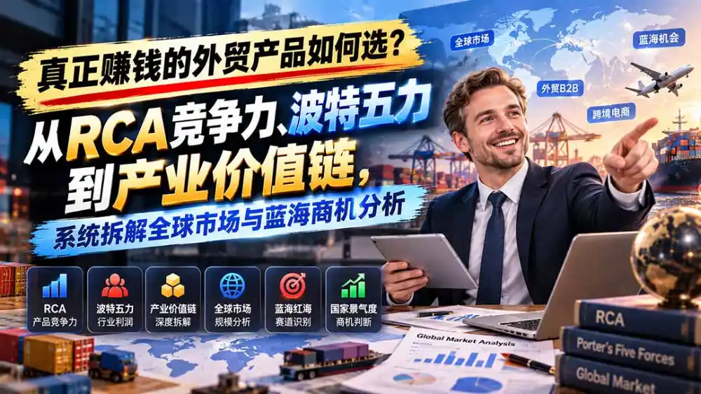 真正赚钱的外贸B2B产品如何选?从RCA竞争力、波特五力到产业价值链,系统拆解全球市场与蓝海商机分析-来缘阁
