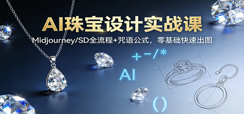 AI珠宝设计实战课：Midjourney/SD全流程+咒语公式，零基础快速出图-来缘阁