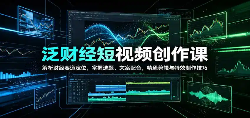 泛财经短视频创作课：解析财经赛道定位，掌握选题、文案配音，精通剪辑与特效制作技巧-来缘阁