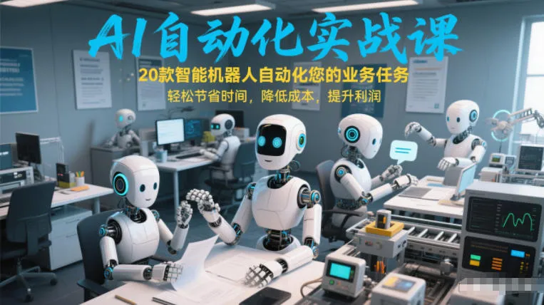 AI自动化实战课：20款智能机器人自动化您的业务任务，轻松节省时间，降低成本，提升利润-来缘阁