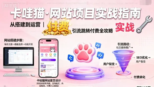 卡哇猫·网站项目，网站搭建与运营以及引流跳转付费-来缘阁