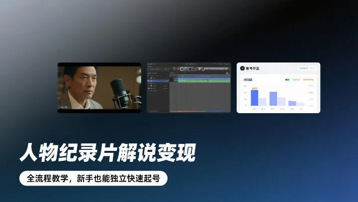 人物纪录片解说变现，全流程教学，新手也能独立快速起号-来缘阁