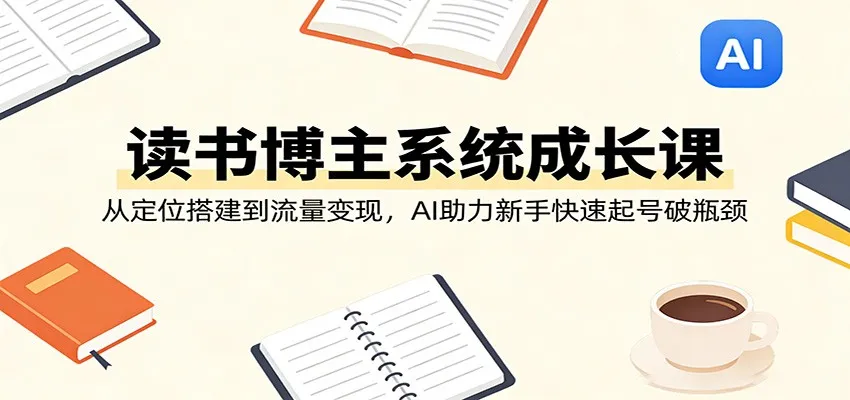读书博主系统成长课：从定位搭建到流量变现，AI助力新手快速起号破瓶颈-来缘阁