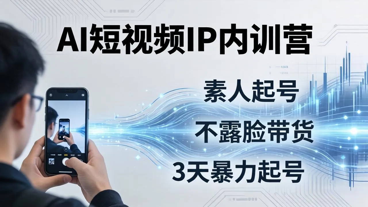 2026AI短视频IP内训营：从素人起号到不露脸带货，3天暴力起号全流程拆解-来缘阁