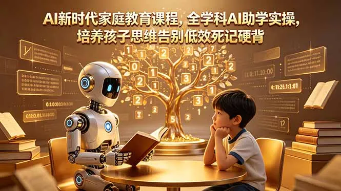 AI新时代家庭教育课程，全学科AI助学实操，培养孩子思维告别低效死记硬背-来缘阁