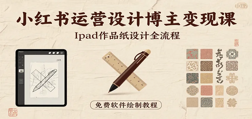 小红书运营设计博主变现课:iPad 上手作品纸设计,含全流程及细节技巧,避坑少绕路-来缘阁