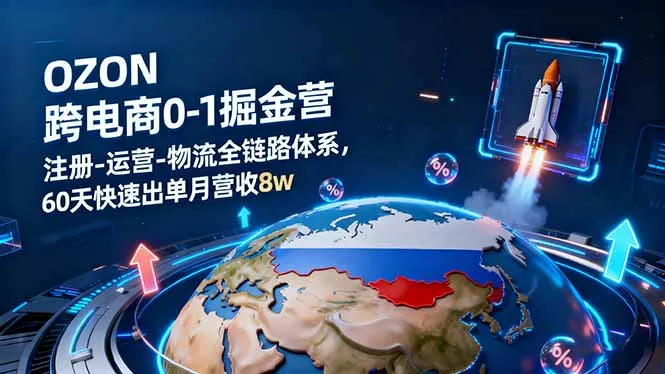 OZON跨境电商0-1掘金营：注册-运营-物流全链路体系，60天快速出单月营收8w-来缘阁