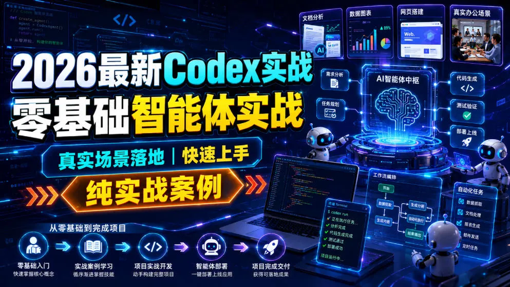 2026最新Codex实战零基础智能体实战，真实场景落地，快速上手，纯实战案例-来缘阁