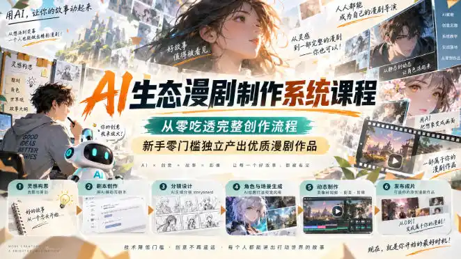 AI生态漫剧制作系统课程,从零吃透完整创作流程,新手零门槛独立产出优质漫剧作品-来缘阁