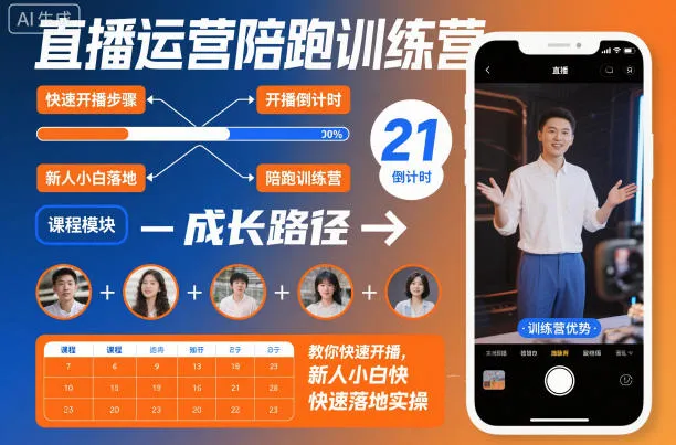 直播运营陪跑训练营，教你快速开播，新人小白快速落地实操-来缘阁