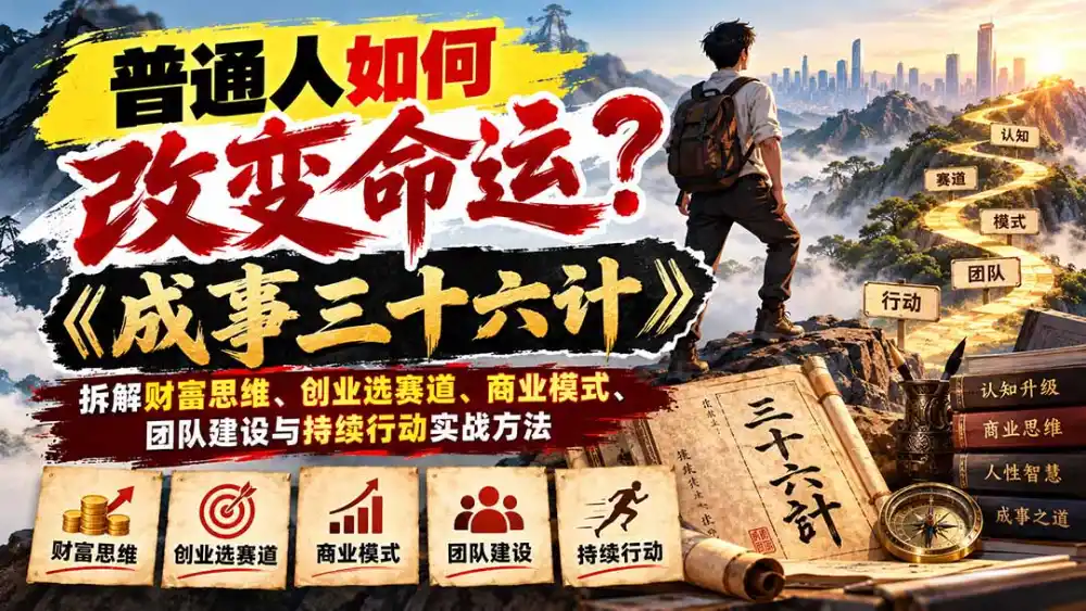 普通人如何改变命运?《成事三十六计》拆解财富思维、创业选赛道、商业模式、团队建设与持续行动实战方法-来缘阁