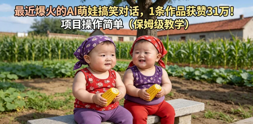 最近爆火的AI萌娃搞笑对话，1条作品获赞31W，项目操作简单(保姆级教学)-来缘阁