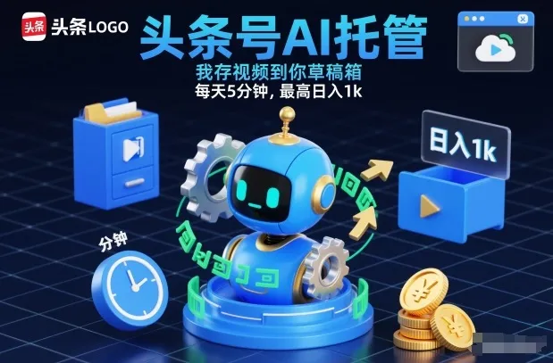 头条号AI托管，我存视频到你草稿箱，每天5分钟，最高日入1k【揭秘】-来缘阁