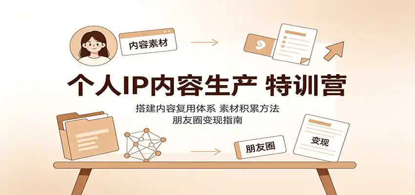 个人IP内容生产特训营:搭建内容复用体系,素材积累方法,朋友圈变现指南-来缘阁