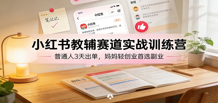 小红书教辅赛道实战训练营：普通人3天出单，妈妈轻创业首选副业-来缘阁