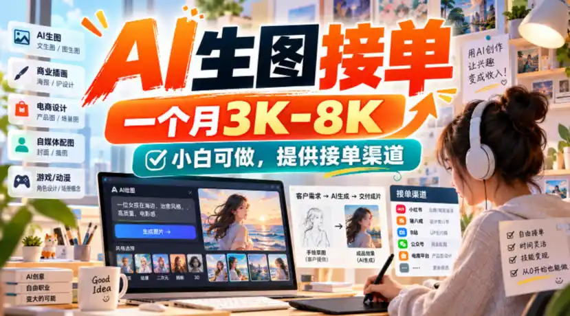 AI生图接单，一个月3K-8K，小白可做，提供接单渠道-来缘阁