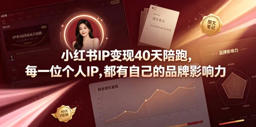 小红书IP变现40天陪跑，每一位个人IP，都有自己的品牌影响力-来缘阁
