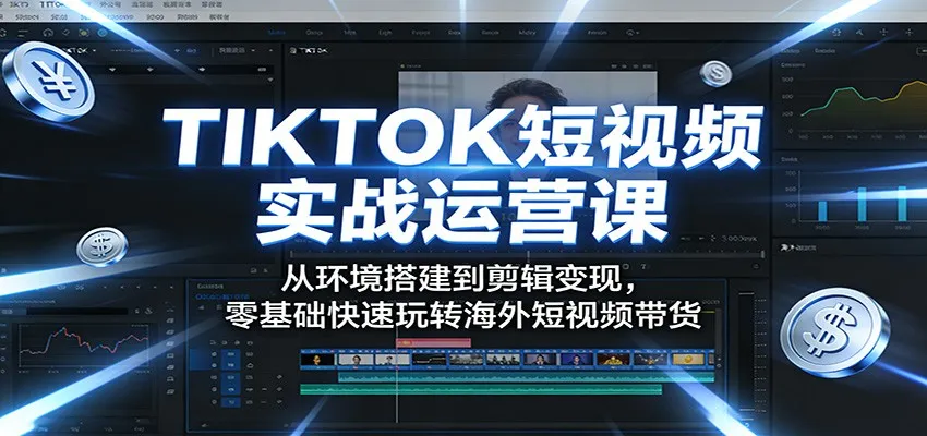 TIKTOK短视频实战运营课：从环境搭建到剪辑变现，零基础快速玩转海外短视频带货-来缘阁
