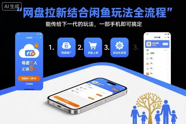 网盘拉新结合闲鱼玩法全流程，能传给下一代的玩法，一部手机即可搞定(附入口渠道以及实操教程)-来缘阁