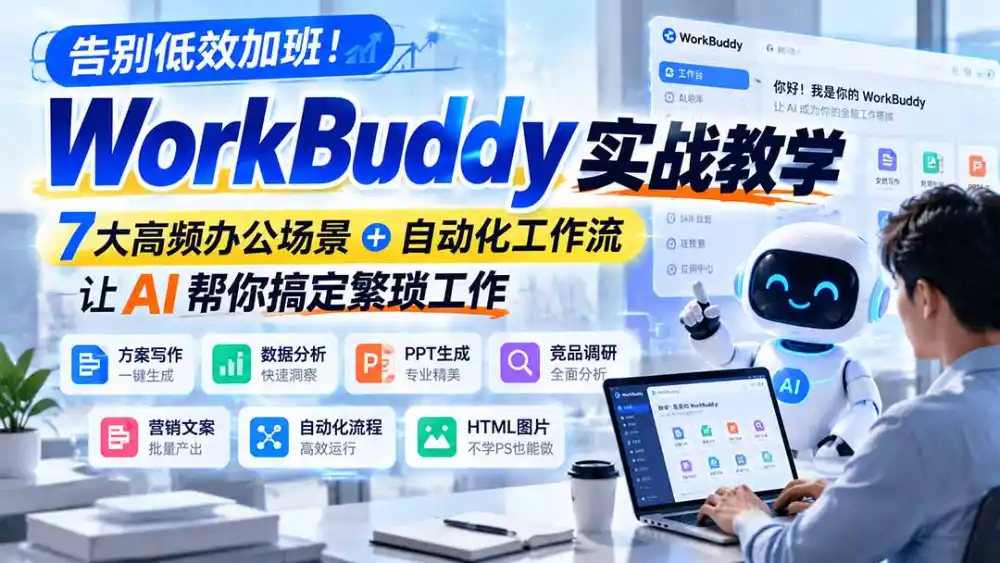 告别低效加班！WorkBuddy实战教学，7大高频办公场景＋自动化工作流，让AI帮你搞定繁琐工作-来缘阁