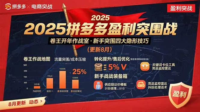 2025拼多多盈利突围战：卷王开年作战室，新手突围四大隐形技巧(更新8月-来缘阁