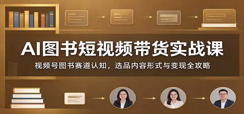 AI图书短视频带货实战课：视频号图书赛道认知，选品内容形式与变现全攻略-来缘阁
