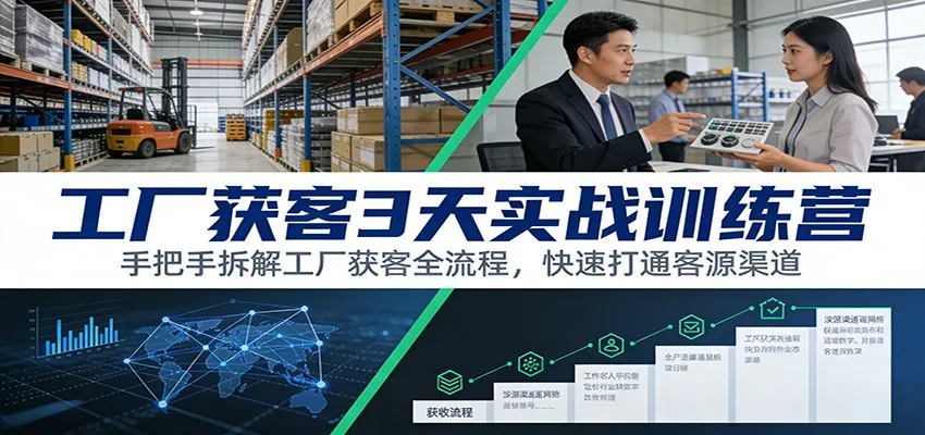 工厂获客3天实战训练营:手把手拆解工厂获客全流程,快速打通客源渠道-来缘阁